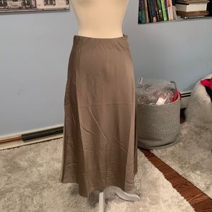 JCrew Gold silk feel elastic waste midi skirt